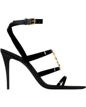 Saint Laurent Cassandre Patent Leather Sandals - Black