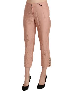 Ermanno Scervino Cotton High Waist Cropped Trouser Pants - Black