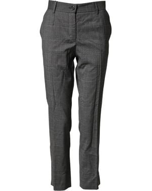Dolce & Gabbana Check Tartan Virginwool Dress Trousers Virgin Wool - Grey