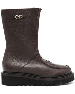Ferragamo Gancini-Plaque Ankle Boots - Brown