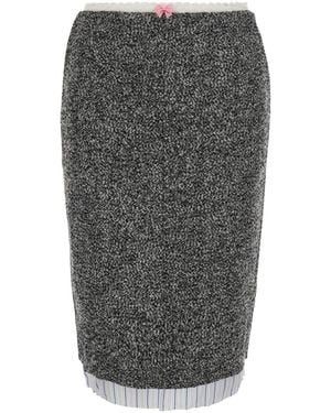Markgong Pencil Skirt With Fringed Hem Polyester - Grey