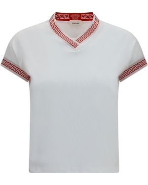 Versace T-Shirt By With Greca Details Cotton T-Shirts - Grey