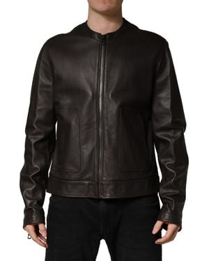 Dolce & Gabbana Lambskinleather Full Zip Biker Jacket Leather Clothing - Black