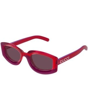 Gucci Sunglasses Geometric Full Rim, Transparent Frame And Lens Gg1719S004 - Red