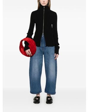 Studio Nicholson Chalco Regenerative Cotton Denim Wide And Cropped Jeans With Curved Leg - Blue