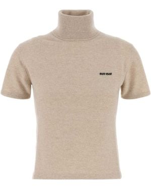 Miu Miu Sand Cashmere Jumper - Natural