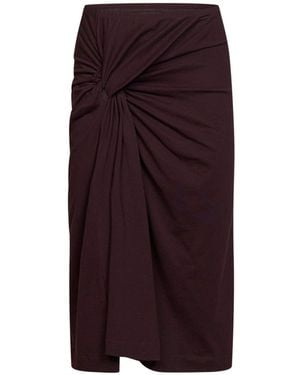 Dries Van Noten Burgundy Cotton Jersey Hemellana Twisted Midi Skirt - Purple