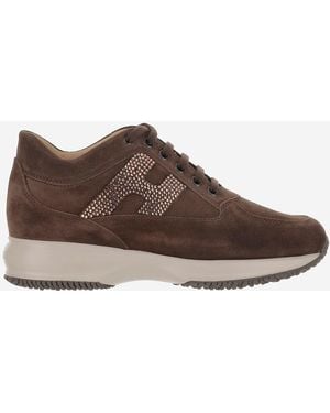 Hogan Suede Interactive Trainers - Brown