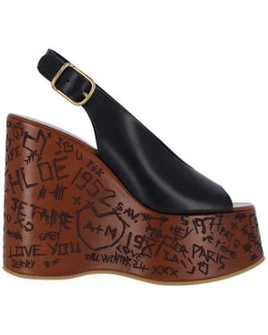 Chloé Wedge Sandals Maxime - Brown