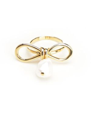 Marni Bow Ring With Pearl Brass Jewelry - Metallic