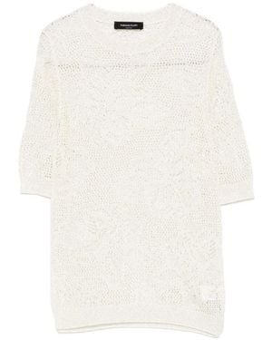 Fabiana Filippi Openwork Crewneck T-Shirt - White