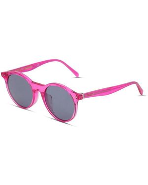 Celine Sunglasses Round Full Rim, Transparent Fuchsia Frame And Lens Cl40010U75V - Pink
