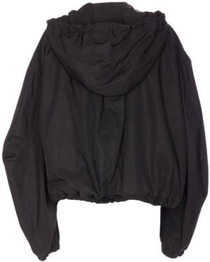 The Attico Bomber Cropped Balloon-Sleeve Jacket - Black