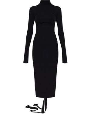 Balenciaga Dress With Stand-Up Collar - Black