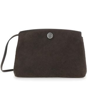 Liffner Clutch With Adjustable Shoulder Strap And Automatic Button Closure Leather For Calf Clutches Pochettes - Black