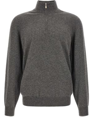 Brunello Cucinelli Brunello Cucinelli Half-Zip Cashmere Cardigan - Grey