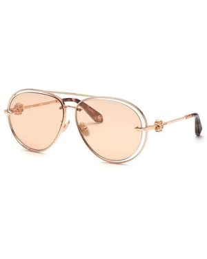 Roberto Cavalli Sunglasses Aviator Full Rim, Shiny Copper Frame And Lens Src032M8Fcg - Natural