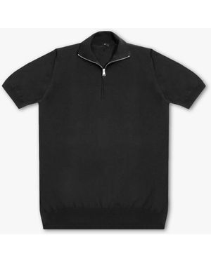 Larusmiani Paul T-Shirt With Zip Jumper - Black
