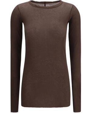 Rick Owens Long-Sleeved T-Shirt Cotton T-Shirts - Brown
