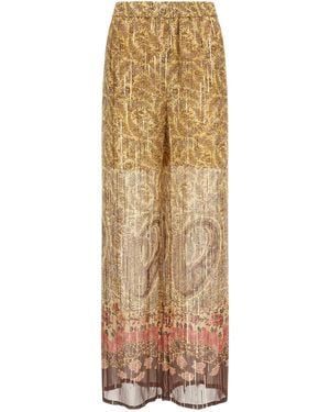 Valentino Garavani Voyage Imaginaire Trousers Silk Metal Fibre - Natural