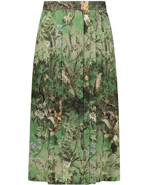 Alberta Ferretti Printed Silk Skirt - Green