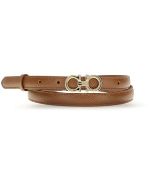 Ferragamo Gancini Leather Belt Calf Bos Taurus E Braces - White
