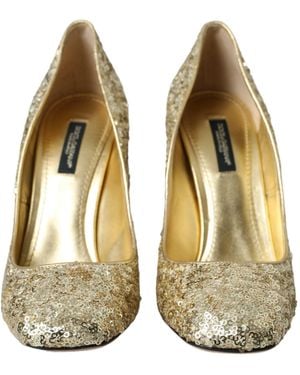 Dolce & Gabbana Sequin Crystal Heels Court Shoes Shoes - Metallic