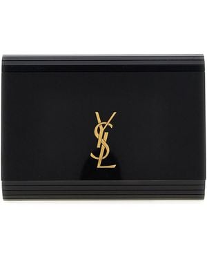 Saint Laurent Plexi Cassandre Logo Clutch - Black