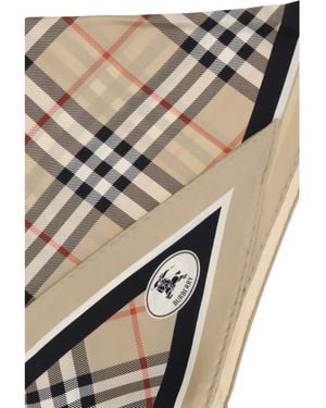 Burberry Silk Scarf Check With Knight Stamp - Natural