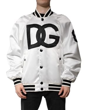 Dolce & Gabbana Dg Logo Polyester Jersey Bomber Jacket - Grey