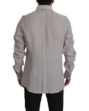 Dolce & Gabbana Linen Long Sleeves Formal Shirt - Grey