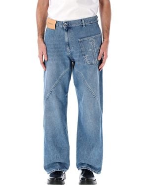 JW Anderson Cotton Twisted Workwear Denim Trousers - Blue