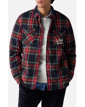 MC2 Saint Barth Overshirt Chalet With Pocket And St. Barth Bob Club Embroidery - Blue