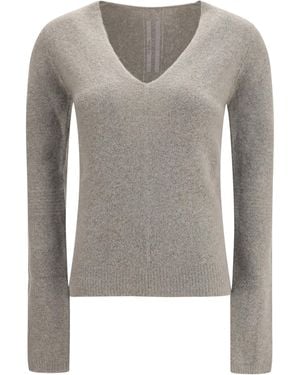Rick Owens V-Neck Jumper - Grey