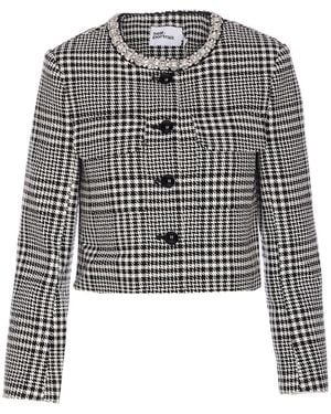 Self-Portrait Houndtooth Crystal Jacket - Grey