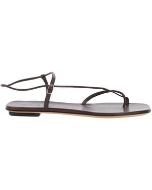 Soeur Leather Sandals With Logo Imprinted On Insole For Cow Flat Shoes - White