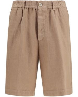 Brunello Cucinelli Lightweight Délavé Linen Shorts - Natural