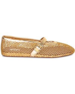 Alaïa Golden Mesh Ballerina Flats - Multicolour