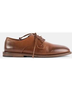 Marsèll Smooth Hazelnut Leather Derbies Flat Shoes - Brown