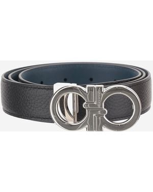 Ferragamo Leather Belt-Titanic/Titanic Calf - Gray