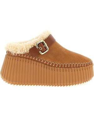 Chloé Cowhide Wedge Sandals - Brown