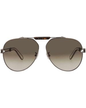 Philipp Plein Sunglasses Aviator Full Rim, Gunmetal Frame And Gradient Lens Spp048M0584 - Brown