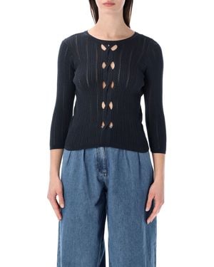 Sessun Alencar Cable-Knit Sweater Cotton Sweater - Blue