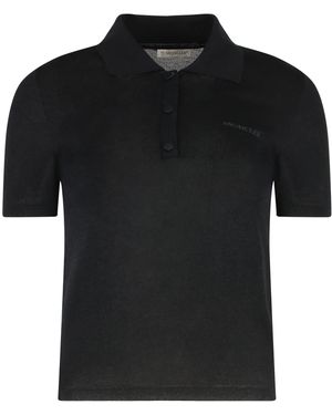 Moncler Knitted Cotton-Blend Polo Shirt Tops - Black