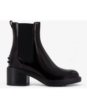 Tod's Gomma T60 Leather Ankle Boots - Black