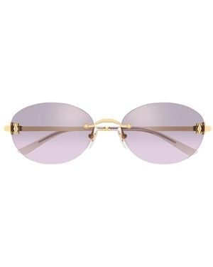 Cartier Cartier Eyewear Ct0642Sa003 Oval Rimless Sunglasses - Purple