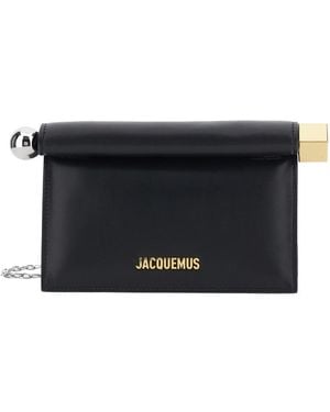 Jacquemus Clutch Bag La Petite Pochette Rond Carre Leather Lamb - Grey