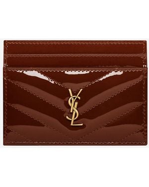 Saint Laurent Patent Leather Card Holder Wallets & Purses - Brown