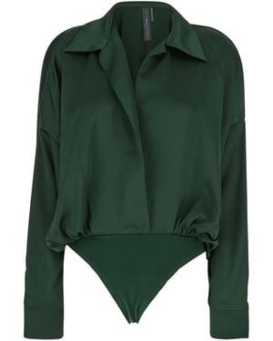 Norma Kamali Blouse With Spread Collar And V Neck - Green