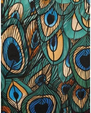 Dolce & Gabbana Peacock Feather Round Neck T-Shirt Cotton - Blue